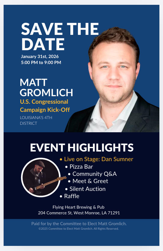 Campaign Kick-Off: January 31 in West Monroe